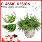 12Pcs Artificial Norfolk Pine Branches 18" Plastic Christmas Plants Decor Faux Greenery Stems Pine Picks Outdoor Faux Plants UV Resistant for Xmas Indoor, Front Porch Home Décor (12, 18inch)