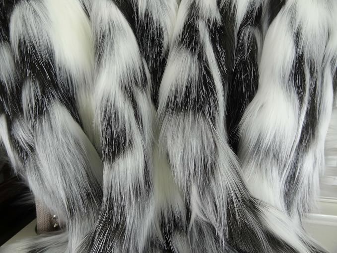 Gray Black White Faux Fur Oversized Blanket and Bedspread - Tibet Fox Fur - Gray Black White Luxury Faux Fur - Soft Faux Fur Blankets, Bedspreads and Throws, Handmade in USA, 16438