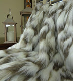 Ivory Beige Luxury Faux Fur Throw Blanket - Tibet Fox Fur - 90W x 90L