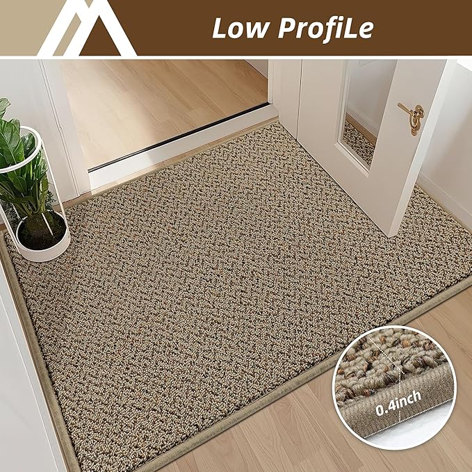 COSY HOMEER-Door-Mat 32"x48" Non Slip Absorbent Entryway Rugs Dirt Trapper Doormats Washable Entrance Mats Low Pile Welcome Floor Mat for Front Back Door and Entry Mats,Taupe