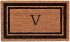Calloway Mills 152963672V Black Border 36" x 72" Monogram Doormat Letter (V)