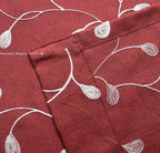 MIUCO Floral Embroidered Semi Sheer Curtains Faux Linen Grommet Window Curtains for Bedrooom 52 x 84 Inch 2 Panels, Burgundy