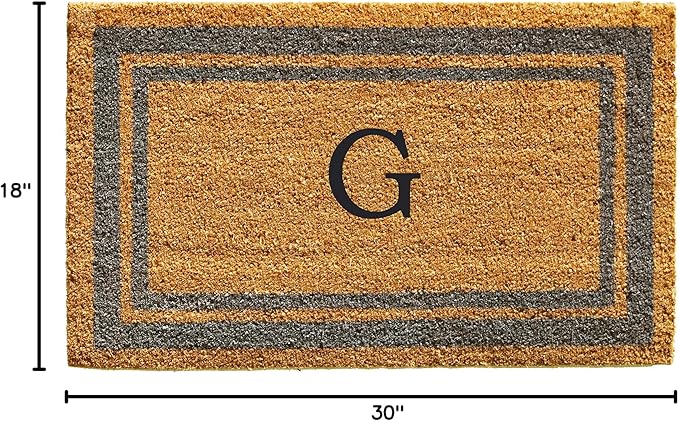 Calloway Mills 153021830G Periwinkle Border 18" x 30" Monogram Doormat, (Letter G)