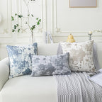 Jacquard Throw Pillow Covers 12x20 Inch Set of 2 - Vintage Floral Boho Pillow Cases with Botanical Pattern | Farmhouse Decor for Couch Living Room | Soft Textured Neutral Trio Slate Gray 12" x 20"
