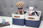 DECOMOMO Storage Baskets for Shelves - Fabric Closet Organizers and Storage Bins, Perfect Baskets for Organizing Closet Toys Nursery (Navy Blue and White, XL - 3 Pack)