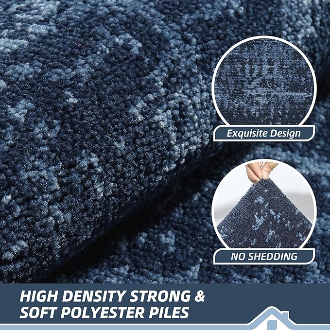 BEQHAUSE Dirt Trapper Door Mat 32"x48" Non-Slip Door Mats Washable Entryway Rugs Stain Resistant Doormat Absorbent Welcome Floor Mat for Front Back Door, Muddy Wet Shoes & Paws,Blue