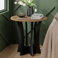 Farmhouse Round End Table with Criss-Cross Wood Legs