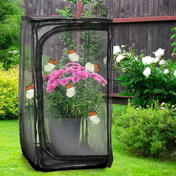 Kingrol 30-Inch Butterfly Habitat Cage, Large Pop-Up Mesh Terrarium with Zipper Opening, Portable & Collapsible Insect Enclosure for Caterpillars & Monarch Butterflies