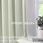 Vision Home Soft Green Pinch Pleated Full Blackout Curtains Linen Blended Room Darkening Window Panels 95 inch for Living Room Bedroom Thermal Insulated Pinch Pleat Drapes with Hooks 60" Wx95 Lx1