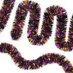 SAOROPEB 4 Pieces 26.4 Ft Halloween Tinsel Garland Metallic Shiny Twist Garland Hanging Decorations for Halloween Party Indoor and Outdoor Decor - Black Orange and Purple
