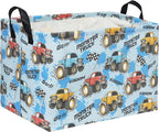 HIYAGON Rectangular Monster Truck Basket for Kids Baby Basket for Boys and Girls Cute Toy Storage Organizer Bin Box Truck Room Decor(Monster Truck)