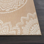 CAMILSON Outdoor Rug 6x9 Modern Area Rugs for Indoor and Outdoor Patios and Porches - Waterproof, Washable, Non-Shedding, Easy-to-Clean Outside Carpet (6 x 9, Medallion - Beige/White)