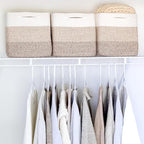 NaturalCozy Storage Cubes 11 Inch Cotton Rope Woven Baskets for Organizing, 3-Pack | Cube Storage Bin | Square Storage Baskets for Shelves Organizer, Classroom, Kids Toy Bins, Closet, Baby Nursery