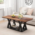 47” Wood Coffee Tables for Living Room Rustic Stands with Storage Shelf Black Blown Coffee Tables for Living Room Farmhouse Center Stands with Shelf. Farmhouse Rectangle Center Table