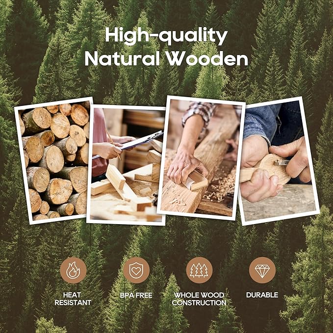 Teak Kitchen Utensils Set, 5 Piece Premium Wooden Cooking Utensils Set, Non-Stick Heat-Resistant Wooden Spoons for Cooking, New Apartment Essentials