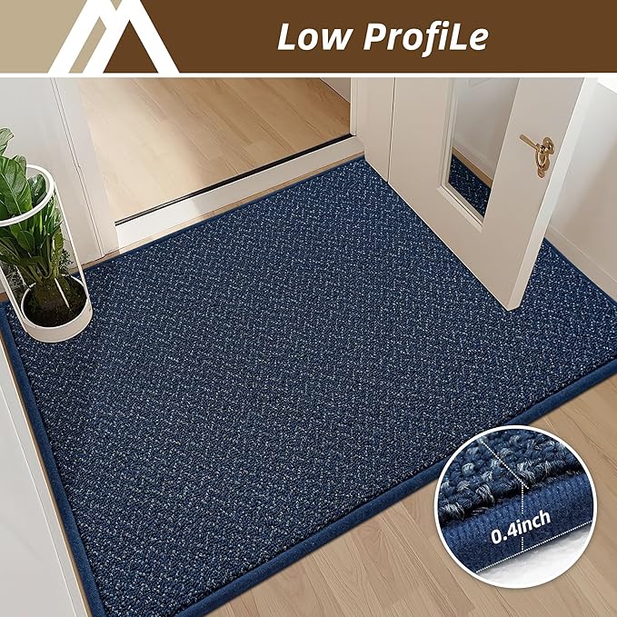 COSY HOMEER-Door-Mat 24"x36" Non Slip Absorbent Entryway Rugs Dirt Trapper Doormats Washable Entrance Mats Low Pile Welcome Floor Mat for Front Back Door and Entry Mats,Navy Blue