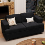 63” Corduroy Loveseat Sofa Couch for Living Room, Small Couch with Deep Seat for Bedroom, Comfy Could Loveseat for Small Living Room, Black Corduroy