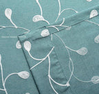 MIUCO Floral Embroidered Semi-Sheer Curtains Faux Linen Grommet Curtains for Living Room 52 x 84 Inch 2 Panels Set, Teal