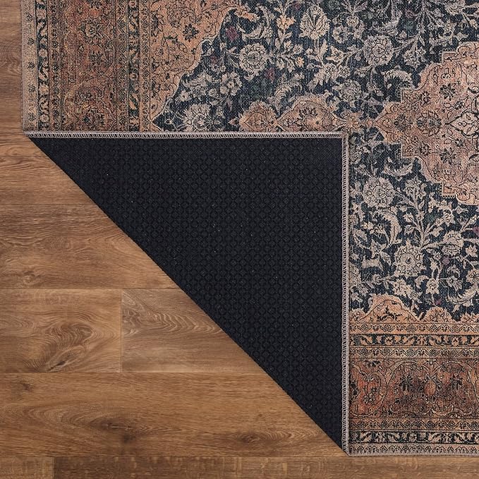 Keen Home Design 8x10 Rug - Machine Washable Area Rug with Non-Slip Backing, Ideal for Living Room, Dining Room, Bedroom - Vintage, Easy Clean, Durable, Low Pile Rug - (8' x 10')