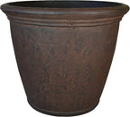 Sunnydaze 24-Inch Anjelica Large Plastic Pot for Plants - Outdoor Polyresin Round Planter with Drillable Drainage Holes - Rust