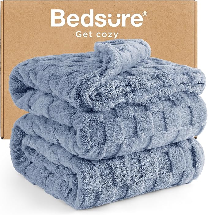 Bedsure GentleSoft California King Blanket for Bed - Super Soft Cozy Blankets for Women Men Girls, Large Fuzzy Fleece Throw for Bedroom Decor, Ashley Blue, 102x96 Inches