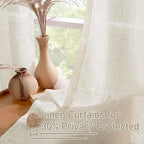 LAMIT Natural Linen Curtains for Living Room 2 Panels Set, 78 Inch Faux Linen Textured Light Filtering Drapes Bronze Grommet Boho Panels for Farmhouse/Bedroom/Porch, 52 x 78 Inch