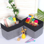 MINTWOOD Design 3-Pack Storage Baskets for Shelves, Playroom and Classroom Storage Basket, Book Basket, Decorative Storage Cube Bins, Woven Closet Organizers, Pantry and Shoe Organizer, Black Grey Mix