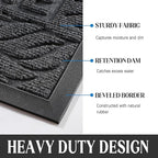 Yimobra Welcome Front Door Mat Outdoor, Heavy Duty Sturdy Non Slip Doormats, Rubber Backing, Low-Profile Entrance Rugs, Absorbent Resist Dirt, Easy Clean Patio Garage Floor Mats, 47X24 Inch, Grey