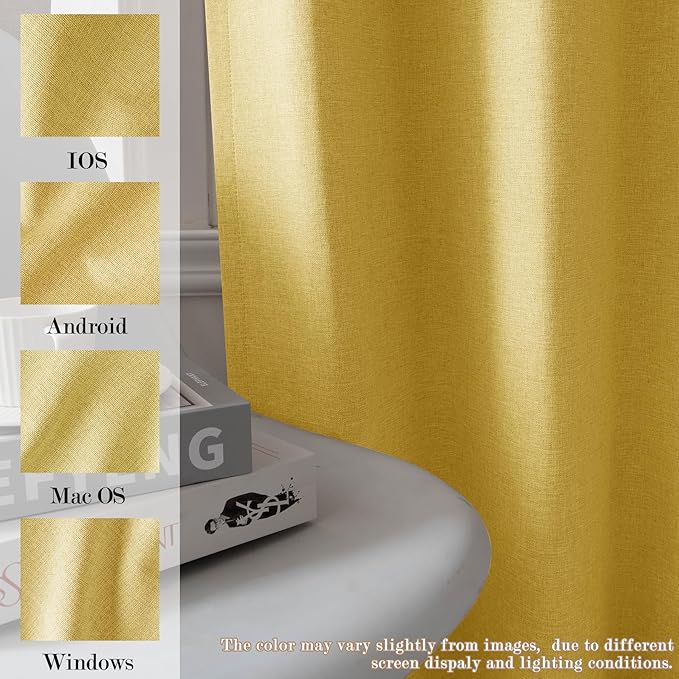 Full Blackout Privacy Curtains, 240 Inch Extra Wide Linen Blend Drapes, Pinch Pleat Window Drapery for Room Divider Storage/Space Room Separation, 1 Panel, W 240" x L 96", Yellow