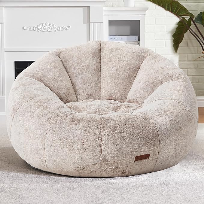 Hobestluk Bean Bag Chairs Large Bean Bag Couch for Adults Stuffed Sofa Chair Comfy Giant Bean Bag Chair with Spacious Design for Reading, Playing or Relaxing (Brown)