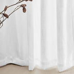 MYSKY HOME White Curtains 95 Inches Long Semi Sheer Drapes Light Filtering for Sliding Glass Door Window Treatments Soft Cotton Blend Panels Linen Look Farmhouse Style, 50" x 95", 2 Pieces