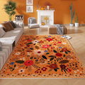 Living Room Rug 6x9 Rug Machine Washable Boho Area Rug Non Slip Floral Vintage Low Pile Large Rug for Living Room, Bedroom, Farmhouse, Dining Room, Kids Playroom(Yellow)