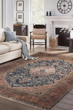 Keen Home Design 4x6 Rug - Machine Washable Area Rug with Non-Slip Backing, Ideal for Living Room, Dining Room, Bedroom - Vintage, Easy Clean, Durable, Low Pile Rug - (4' x 6')