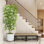 Artificial Tree Fake Plants, Artificial Bamboo Tree 7FT Tall in White Potted, Artificial Tree Indoor Decor Bamboo Silk Tree with Natural Wood Trunk, for Home Office Living Room Modern