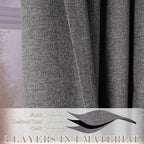 150 Inches Extra Wide Room Divider Draperies, Pinch Pleat Drapes, Absolutely Blackout Sliding Door Drapery, Total Privacy Ceiling Track Curtains, 150" W by 102" L, Natural Grey (1 Panel)