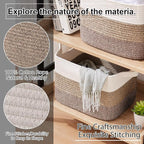 OIAHOMY Storage Basket, Woven Baskets for Storage, Cotton Rope Basket for toys,Towel Baskets for Bathroom - Pack of 3, Gradient Dark Brown