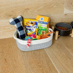 NaturalCozy 5-Piece Rectangle Storage Basket Set- Natural Cotton Rope Woven Baskets for Organizing! Small Basket for Montessori, Baby Nursery, Dog Toy Baskets, Cat Toy Box, Bathroom Organization Bin