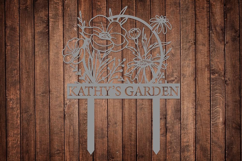 Personalized Metal Garden Sign with Stake, Custom Garden Decor for Outdoor, Custom Family Name Sign, Patio Decorations, Lawn Art, Farmhouse Decorative, Housewarming Gift (CstmDesign12)