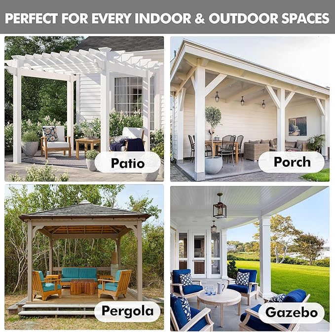 HolidayIdeas 4 Panels Linen Outdoor Curtains for Patio Waterproof Taupe Outside Curtains 110"x120"-Indoor/Outdoor Gazebo Wide Curtains Weatherproof, Privacy for Pergola, Porch, Cabana, Deck, Sunroom