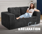 Modular Sectional Sofa 2 Seater Loveseat Modular Couch with Deep Seat Memory Foam Cloud Chair with Pillows Oversized Sectional Sofa for Living Room Bedroom (Strip Grey, Loveseat)