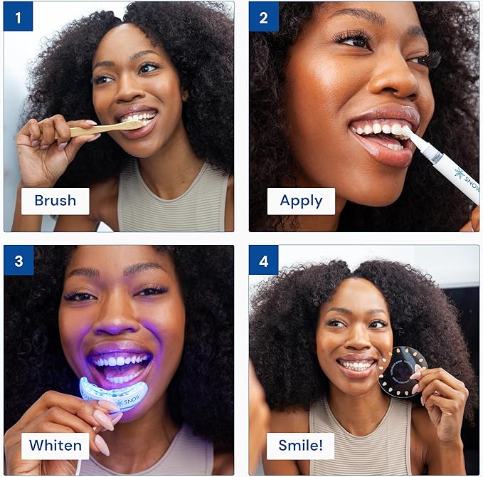 Snow Teeth Whitening Kit - Snow Teeth Whitening Serum and LED Mouthpiece Whitener, Formulated with Hydroxyapatite, Good for 2 Months - Wireless Kit with 1 Wand