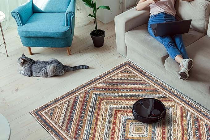 Keen Home Design 2x12 Rug - Machine Washable Runner Rug with Non-Slip Backing, Ideal for Hallway, Entryway, Kitchen, Laundry Room - Vintage, Easy Clean, Durable, Low Pile - (2'6" x 12')