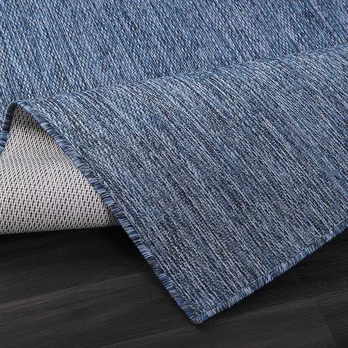 Washable Indoor Outdoor Rug 5x7 Weather Resistant Area Rugs Modern Solid for Porch Deck Balcony Backyard Patio Outside Carpet (5 X 7 Azure Blue)