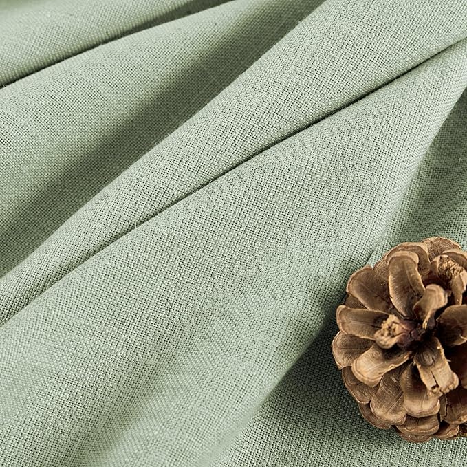 Joydeco Sage Green Curtains - 72 Inch Long, 2 Panel Set, Semi Sheer Linen Farmhouse Curtains for Living Room & Bedroom Windows