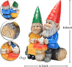 Garden Gnome Statue for Outdoor Decoration,Couple in Love Gnome Figurine for Patio Yard Lawn Outside Porch Decor,Garden Sculptures & Statues,Coffee Knome Romantic Forever Love