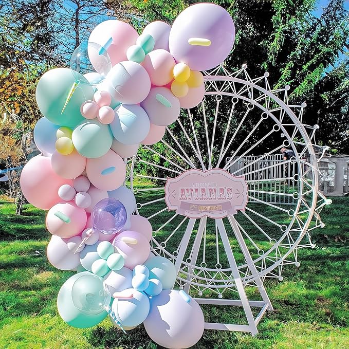 Pastel Balloons 12 Inch Macaron Pink Blue Green Purple Yellow Pastel Rainbow Latex Balloon with Colorful Confetti Party Balloons for Easter Birthday Baby Shower Bridal Wedding Party Decoration