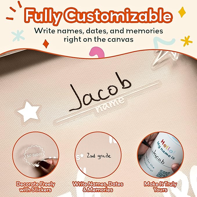 Height Chart for Kids Customizable Kids Height Wall Chart with Stickers, Marker & Hook Hanging Growth Chart Measurement for Wall Easy Installation for Baby Room Nursery and Playroom