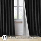 RAIN CITY Black Blackout Curtains Back Tab 2 Panels 70x90