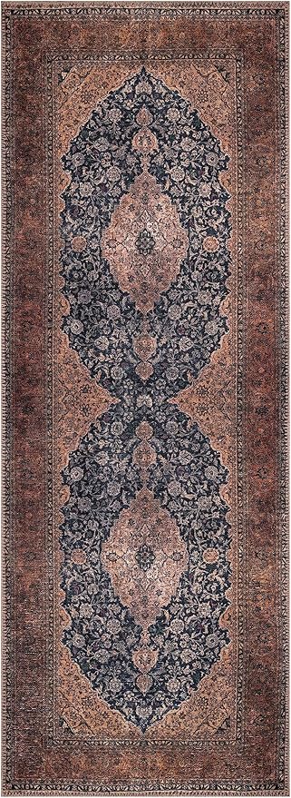 Keen Home Design 2x12 Rug - Machine Washable Runner Rug with Non-Slip Backing, Ideal for Hallway, Entryway, Kitchen, Laundry Room - Vintage, Easy Clean, Durable, Low Pile - (2'6" x 12')