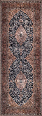 Keen Home Design 2x12 Rug - Machine Washable Runner Rug with Non-Slip Backing, Ideal for Hallway, Entryway, Kitchen, Laundry Room - Vintage, Easy Clean, Durable, Low Pile - (2'6" x 12')